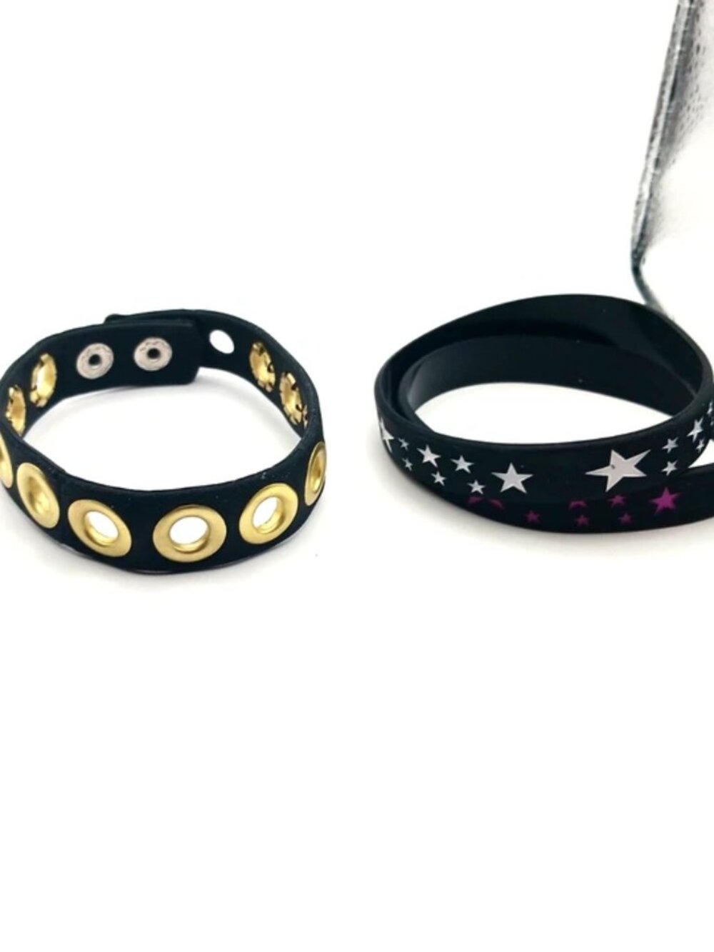 Star Black + Grommet Silicone Wristbands Lot Of THREE New